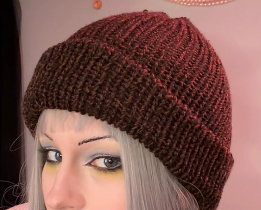 brown knit beanie!!
