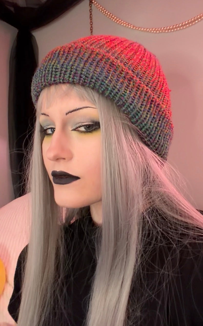 rainbow knit beanie!!
