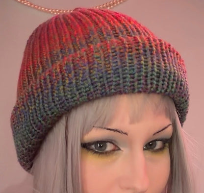 rainbow knit beanie!!