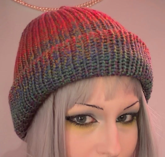 rainbow knit beanie!!