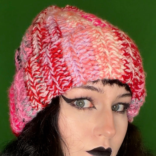 pink medley crochet scrap hat!!