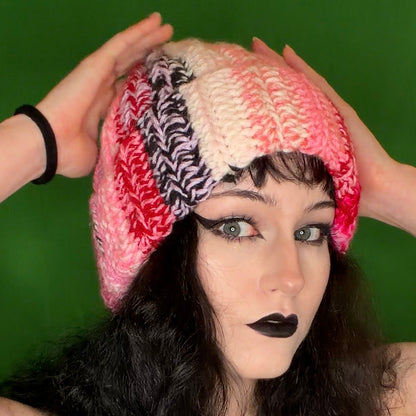 pink medley crochet scrap hat!!