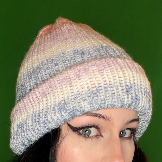 lite rainbow knit beanie!!