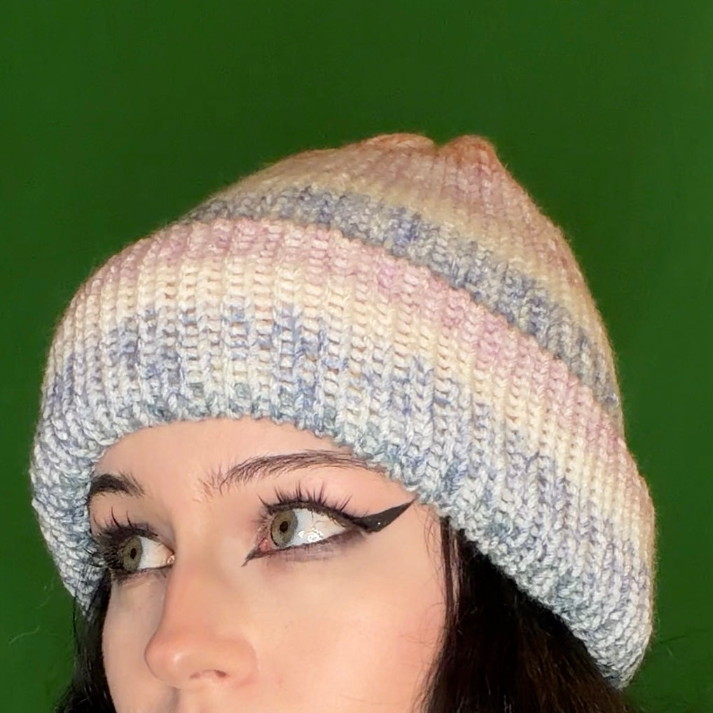 lite rainbow knit beanie!!