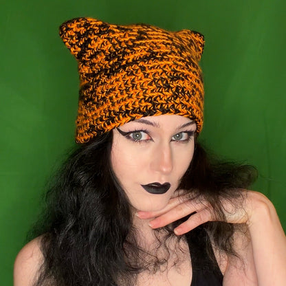 tiger crochet cat hat!!