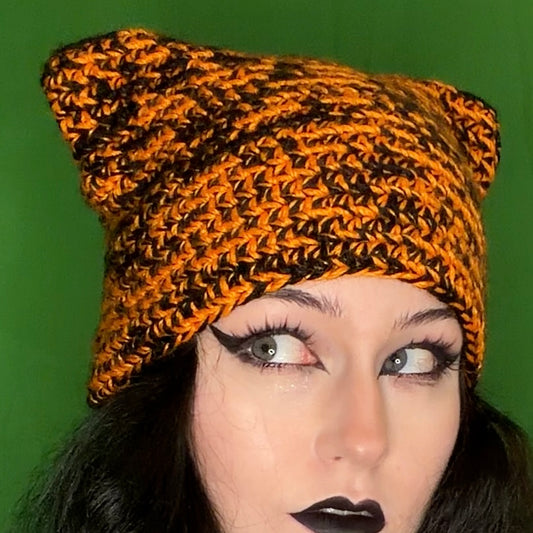 tiger crochet cat hat!!