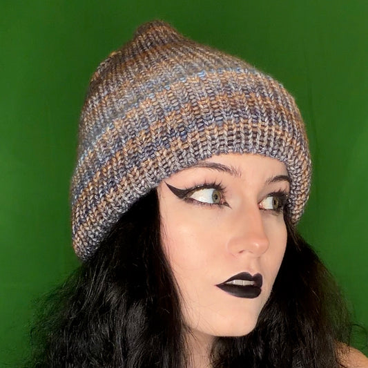 bluebrown knit beanie!!
